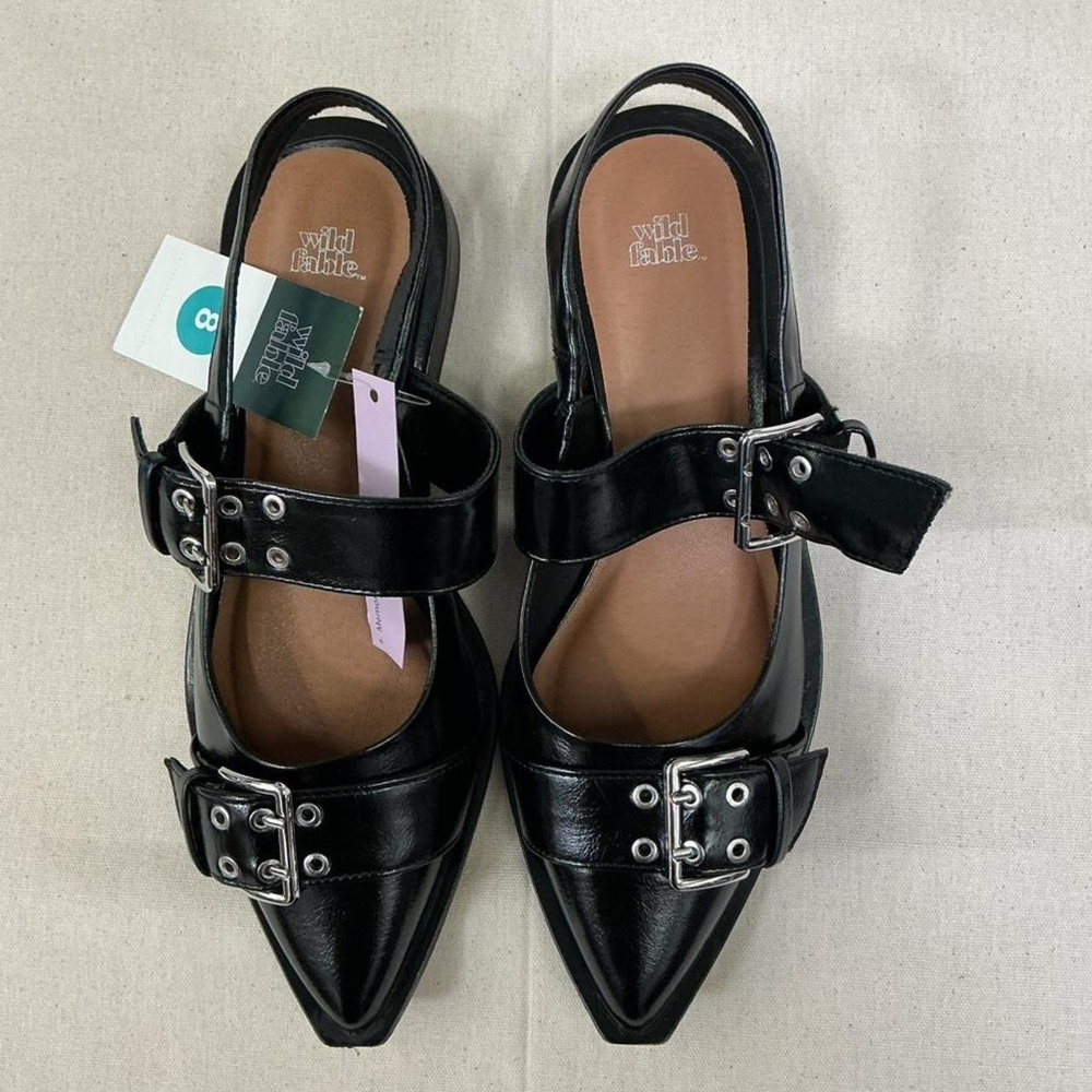 Wild Fable edgy buckle slingback flats